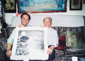 黄埔老将沈策将军,于纽约寓中收藏画家作品